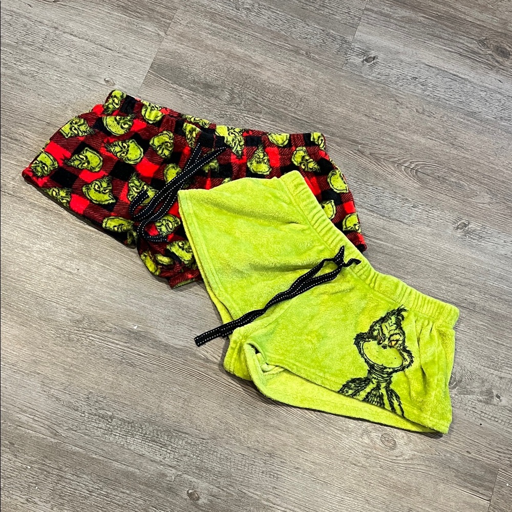 The Grinch Shorts Womens Green Fleece Drawstring Lounge Pajama Dr. Seuss M 8-10